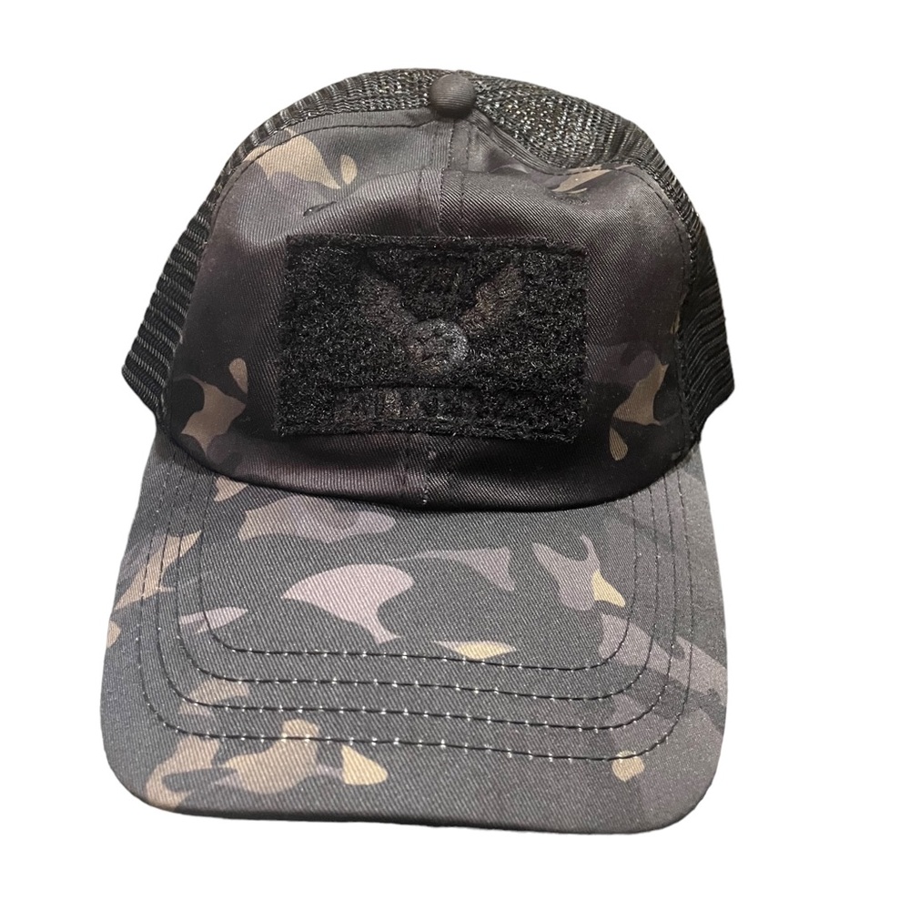 Bunker 27 Men's Black Camouflauge Military Adjustable Trucker Hat